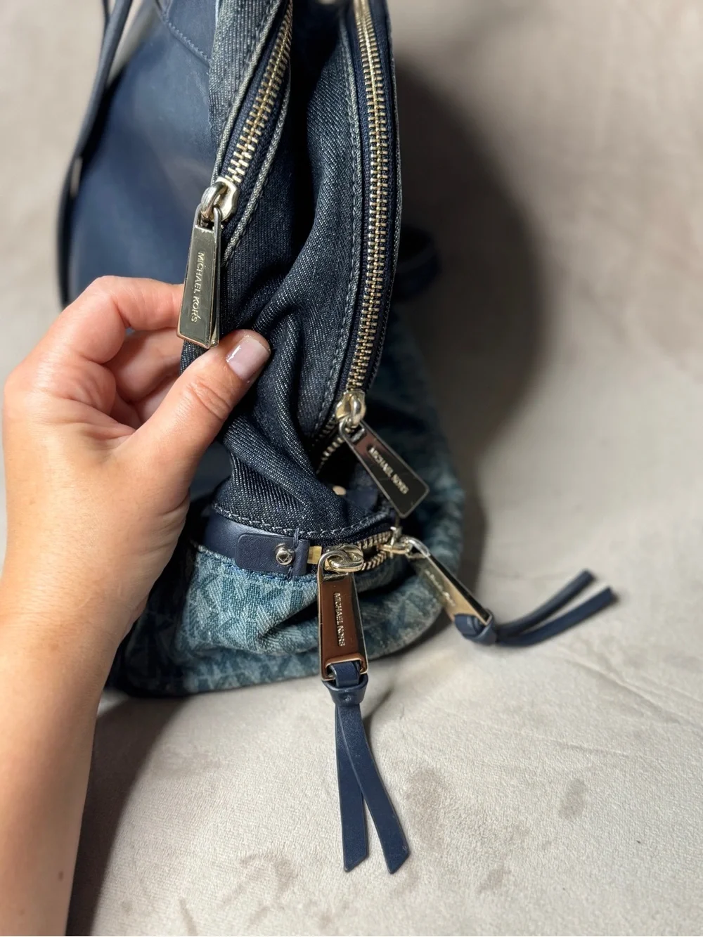 Michael Kors Denim Logo Backpack in Blue